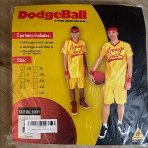 One Brand New Men’s L Dodgeball Costume Set with Headband and Wristbands